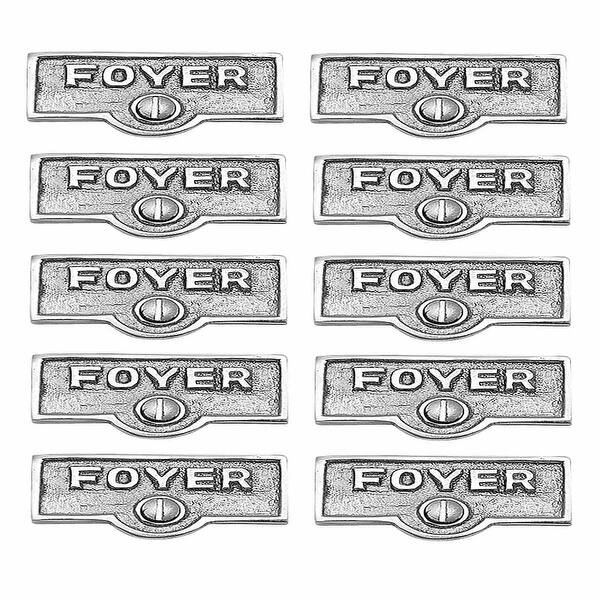 10 Switch Plate Tags FOYER Name Signs Labels Chrome Brass Renovator's